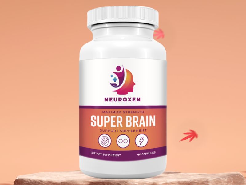 Close-up of the NeuroXen Super Brain Support supplement bottle